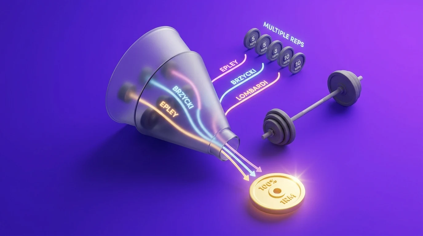 One rep max 1RM estimation formulas illustration